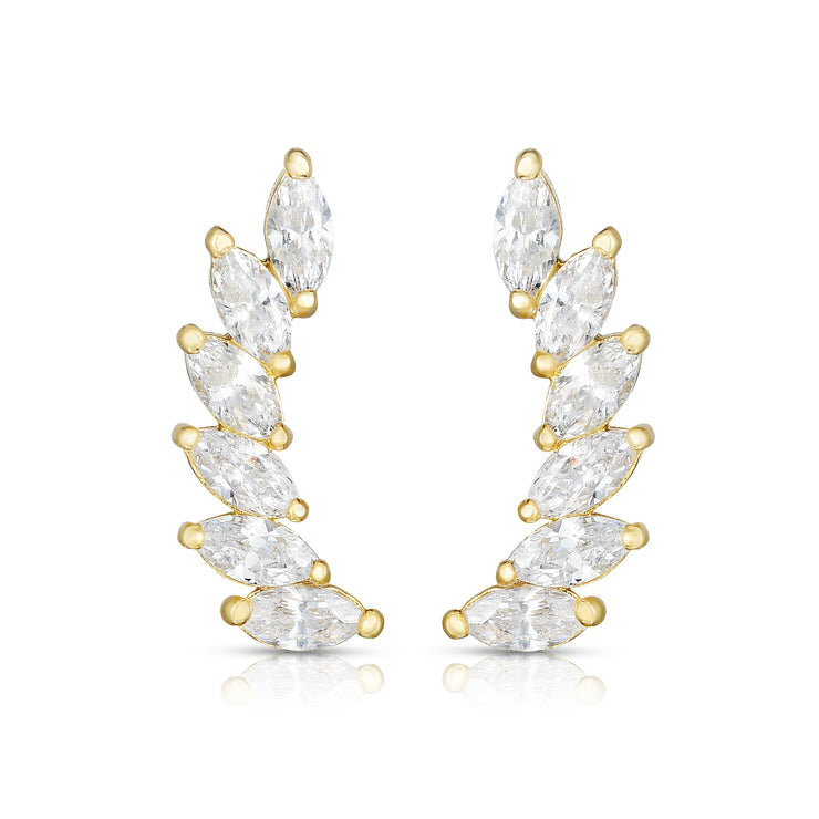 14K Gold Marquise CZ Ear Climber