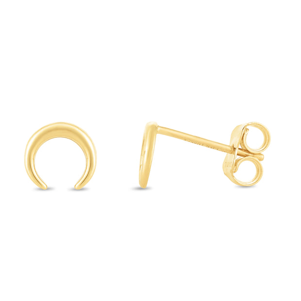 14K Gold Crescent Stud Earring