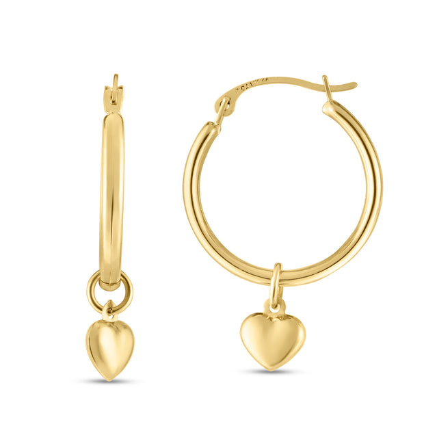 14K Gold Dangle Heart Drop Earring