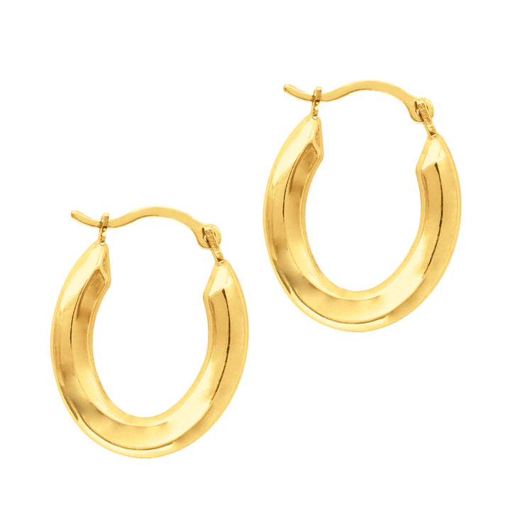 14K Gold Polished Oval Back to Back Hoop Earring