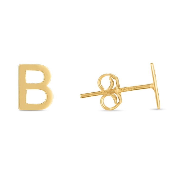 14K Gold Initial B Stud Earring