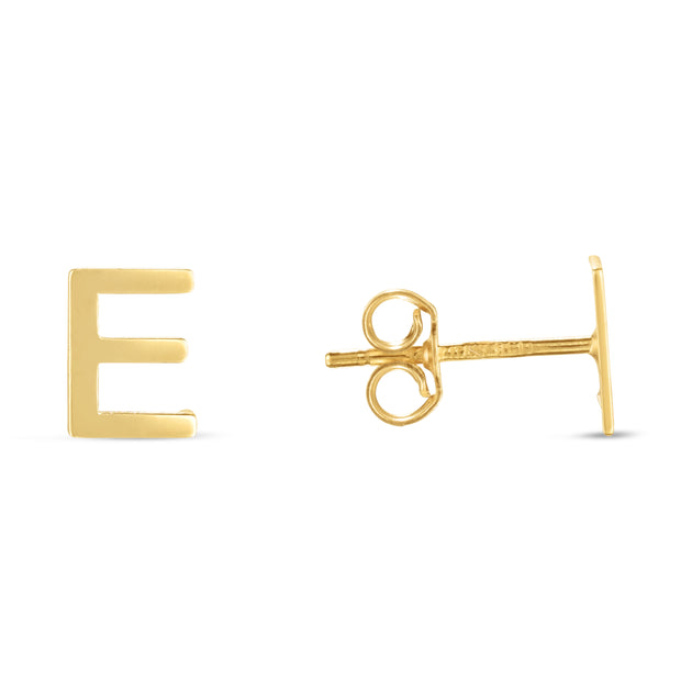 14K Gold Initial E Stud Earring