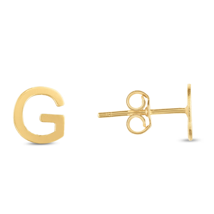 14K Gold Initial G Stud Earring