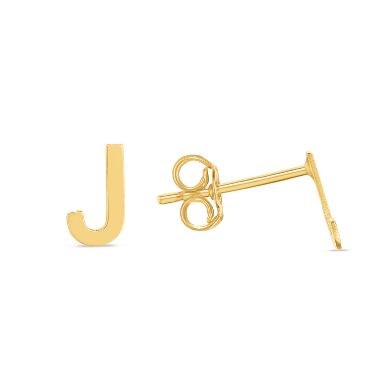 14K Gold Initial J Stud Earring