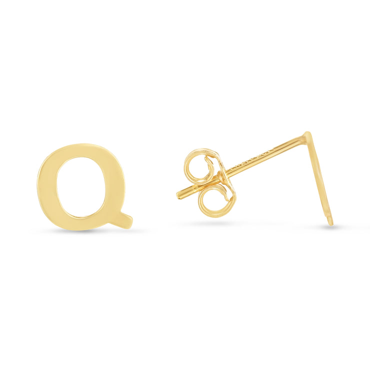 14K Gold Initial Q Stud Earring