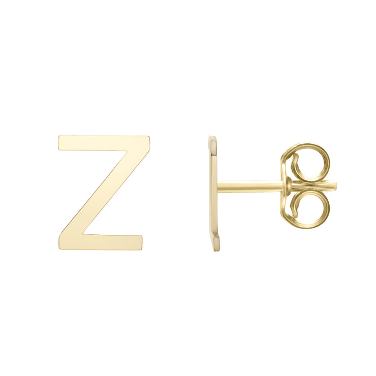 14K Gold Initial Z Stud Earring