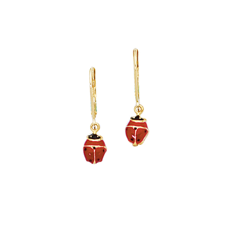 14K Gold Ladybug Drop Earring