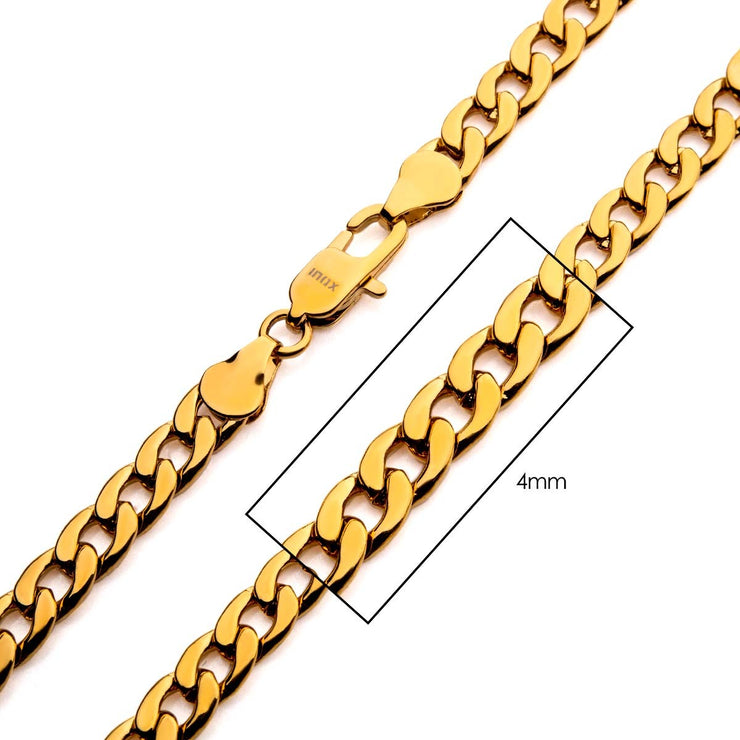 4mm 18Kt Gold IP Classic Curb Chain Necklace