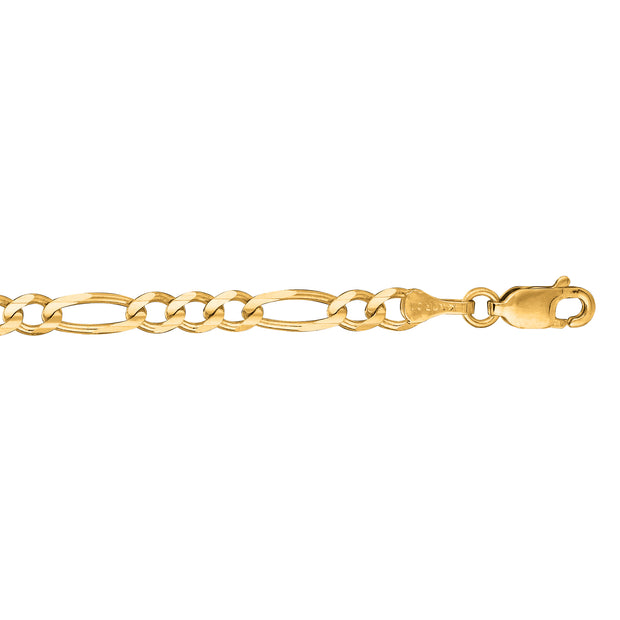 14K Gold 7"" 3.8mm Figaro Chain