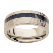 Steel Blue Dyed Wood Inlay Ring