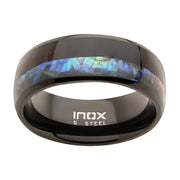 Black IP Abalone Shell & Ebony Wood Inlay Ring