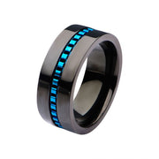 Black IP with Blue IP Interconnected Link Polished Ring