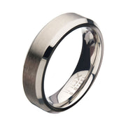 6mm Matte Stainless Steel Beveled Wedding Band Ring