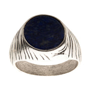 Stainless Steel Silver IP with Lapis Stone Ring