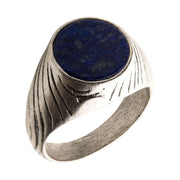 Stainless Steel Silver IP with Lapis Stone Ring