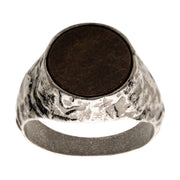 Stainless Steel Silver IP with Bronze Stone Ring