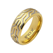 18Kt Gold IP Stainless Steel Chevron Spearhead Comfort Fit Ring