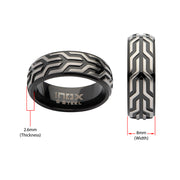 Black IP Stainless Steel Chevron Spearhead Comfort Fit Ring