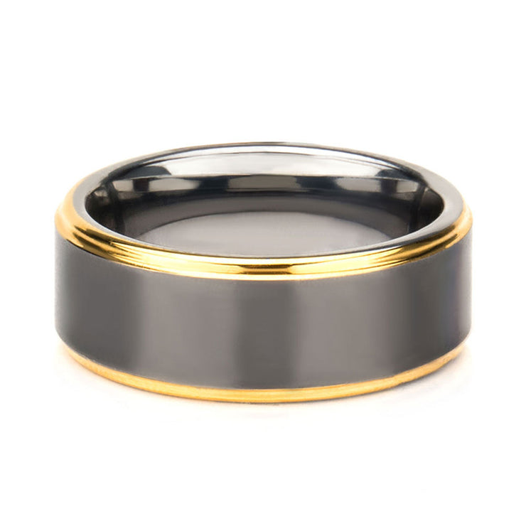 Gun Metal IP with Gold IP Edge Steel Ring