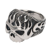 Black Oxidixed Flamed Skull Ring