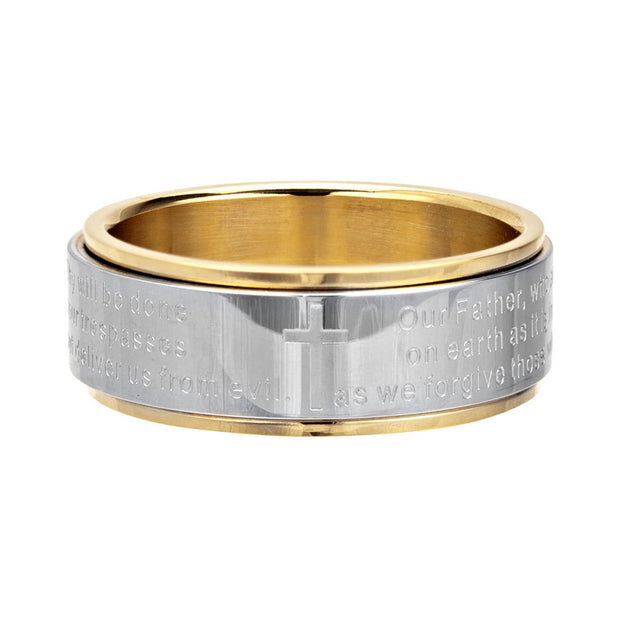 Gold IP Center Lords Prayer Spinner Ring