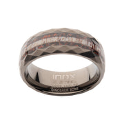 Gun Metal IP Steel Matte Finish Dinosaur Bone & Deer Antler Inlay Comfort Fit Ring