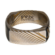 Damascus 8mm Matte Gold IP Square Ring