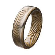 Damascus 7mm Matte Gold IP Band Ring