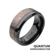 Etched Niobium SuperConductor Black Zirconium Comfort Fit Ring