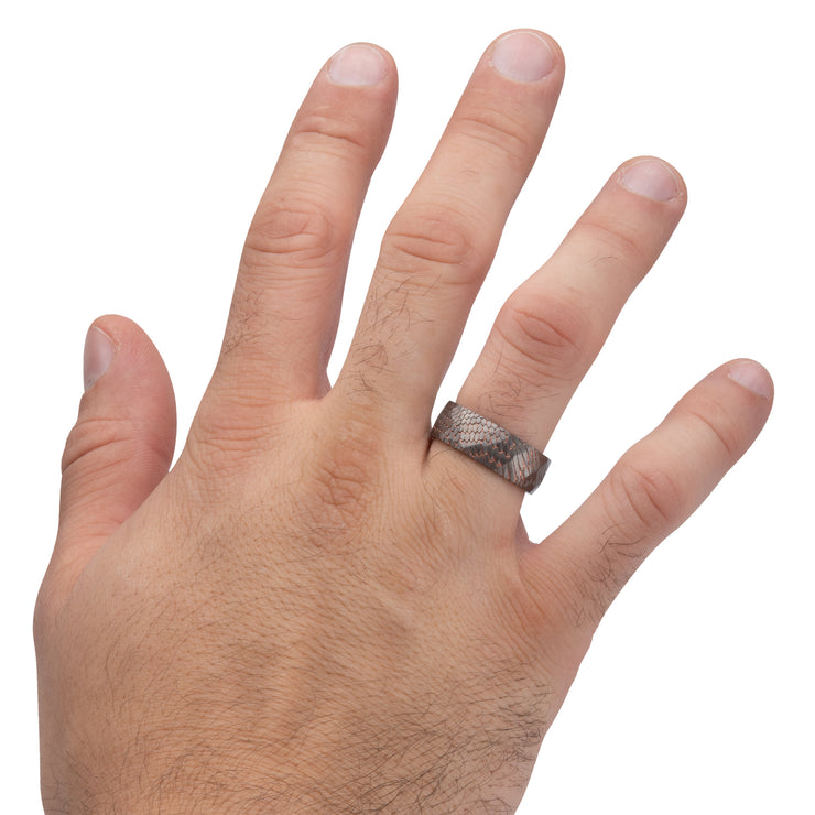 Flat Etched Niobium SuperConductor Titanium Comfort Fit Ring