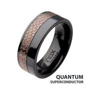 Flat Etched Niobium SuperConductor Black Zirconium Comfort Fit Ring