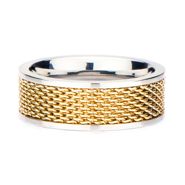 Stainless Steel Two Tone Mesh Ring