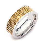 Stainless Steel Two Tone Mesh Ring