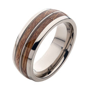 8mm Clear Resin & Whiskey Barrel Wood Inlay Titanium Comfort Fit Ring