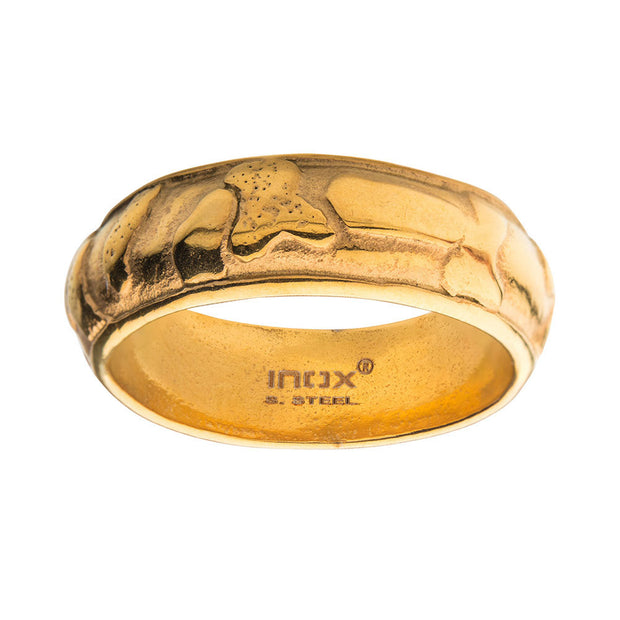 7mm Gold IP 3D Canyon Pattern Ring