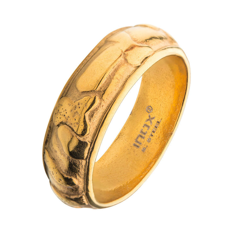 7mm Gold IP 3D Canyon Pattern Ring