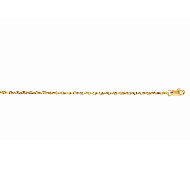 14K Gold 1.0mm Machine Rope Chain (Carded)