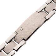 Genuine Lab-Grown Diamond on Tungsten Carbide Hammered ID Sizeable Link Bracelet