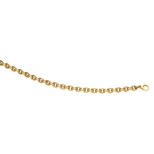 14K Gold Polished Oval Cable Link Chain