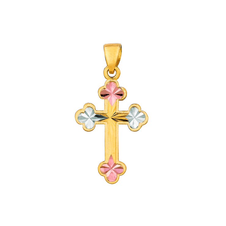 14K Tri-color Gold Cross