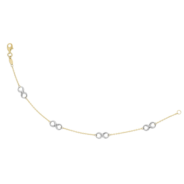 14K Two-tone Gold Polished Infinity Station Bracelet