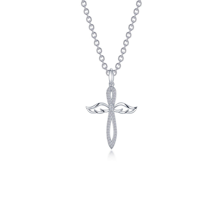 0.74 CTW Angel Wings Cross Necklace