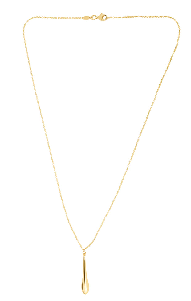 14K Gold Polished Tear Drop Necklace