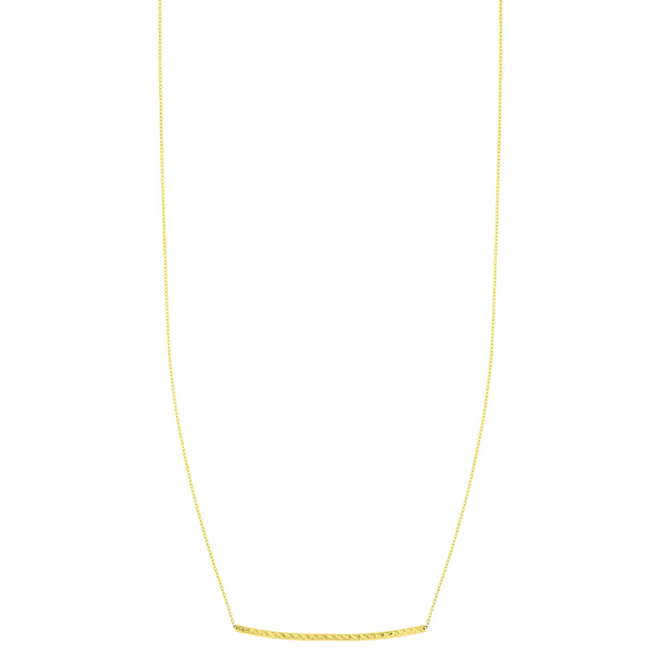 14K Gold Diamond Cut Thin Bar Necklace