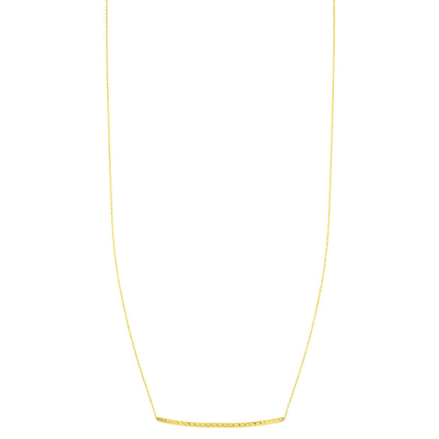 14K Gold Diamond Cut Thin Bar Necklace