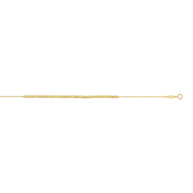 14K Yellow Gold Diamond Cut Bead Bracelet