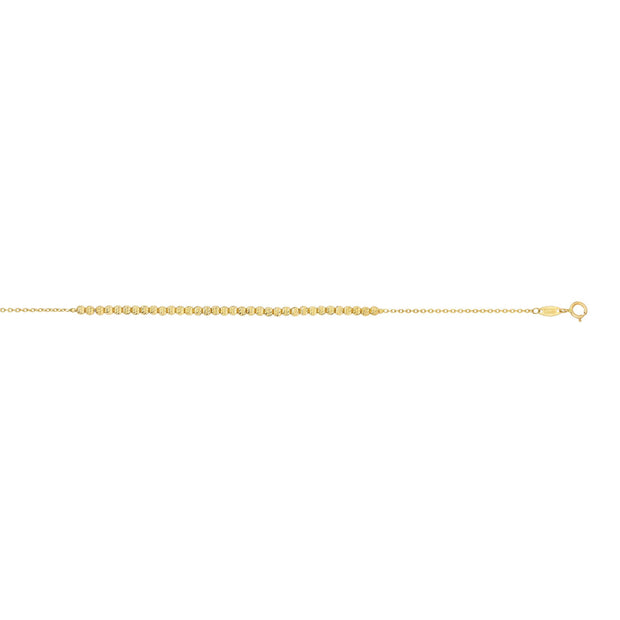 14K Yellow Gold Diamond Cut Bead Bracelet