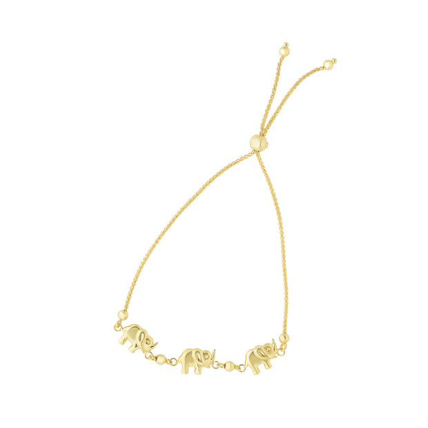 14K Gold Elephant Friendship Bracelet