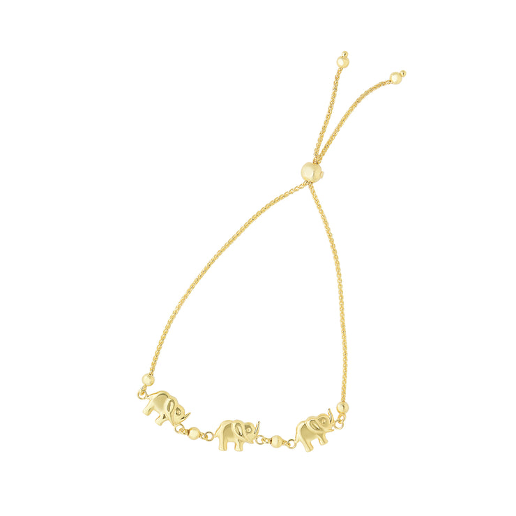 14K Gold Elephant Friendship Bracelet