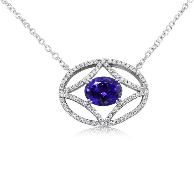 14K White Gold Tanzanite/Diamond Neckpiece